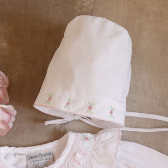 Ribbon Ruffle Smocked Take Me Home Gown Feltman Brothers Friedknit Preemie NWOT - Picture 5 of 5